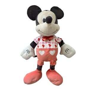 Vintage Classic Valentines Mickey Disney Plush Pink with hearts